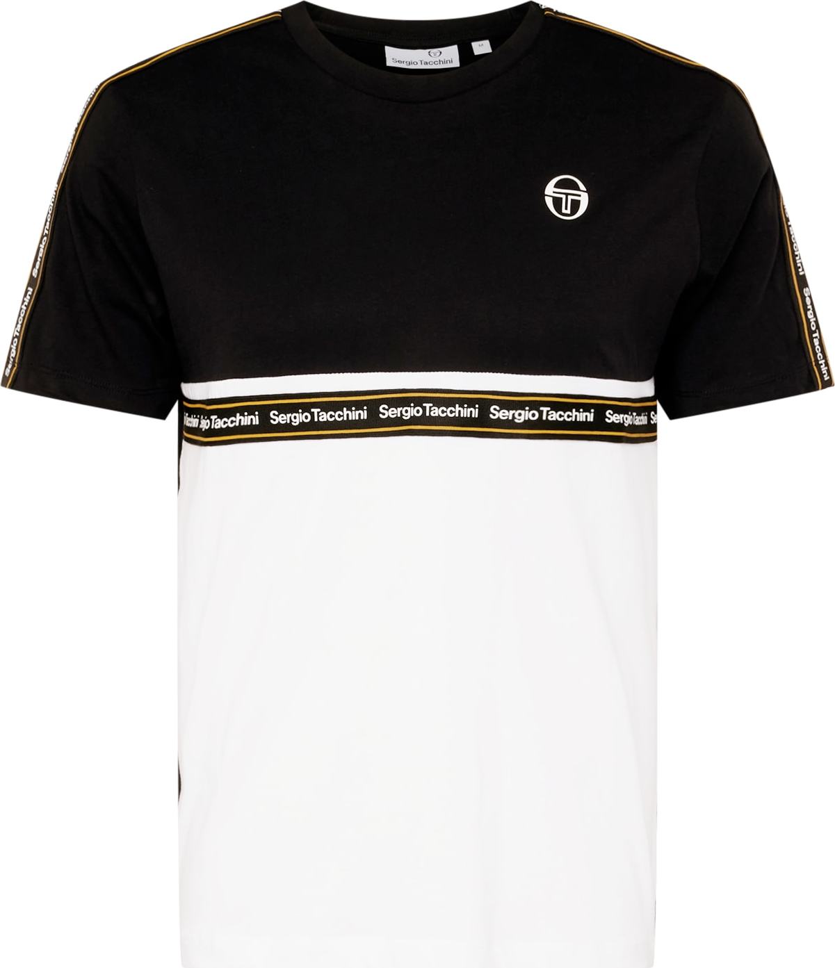 Sergio Tacchini Tričko 'MERIDIANO' zlatě žlutá / černá / bílá