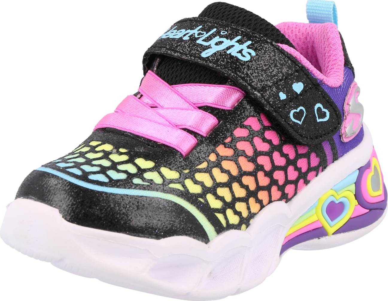 SKECHERS Tenisky 'SWEETHEART LIGHTS' azurová / žlutá / svítivě fialová / pink / černá