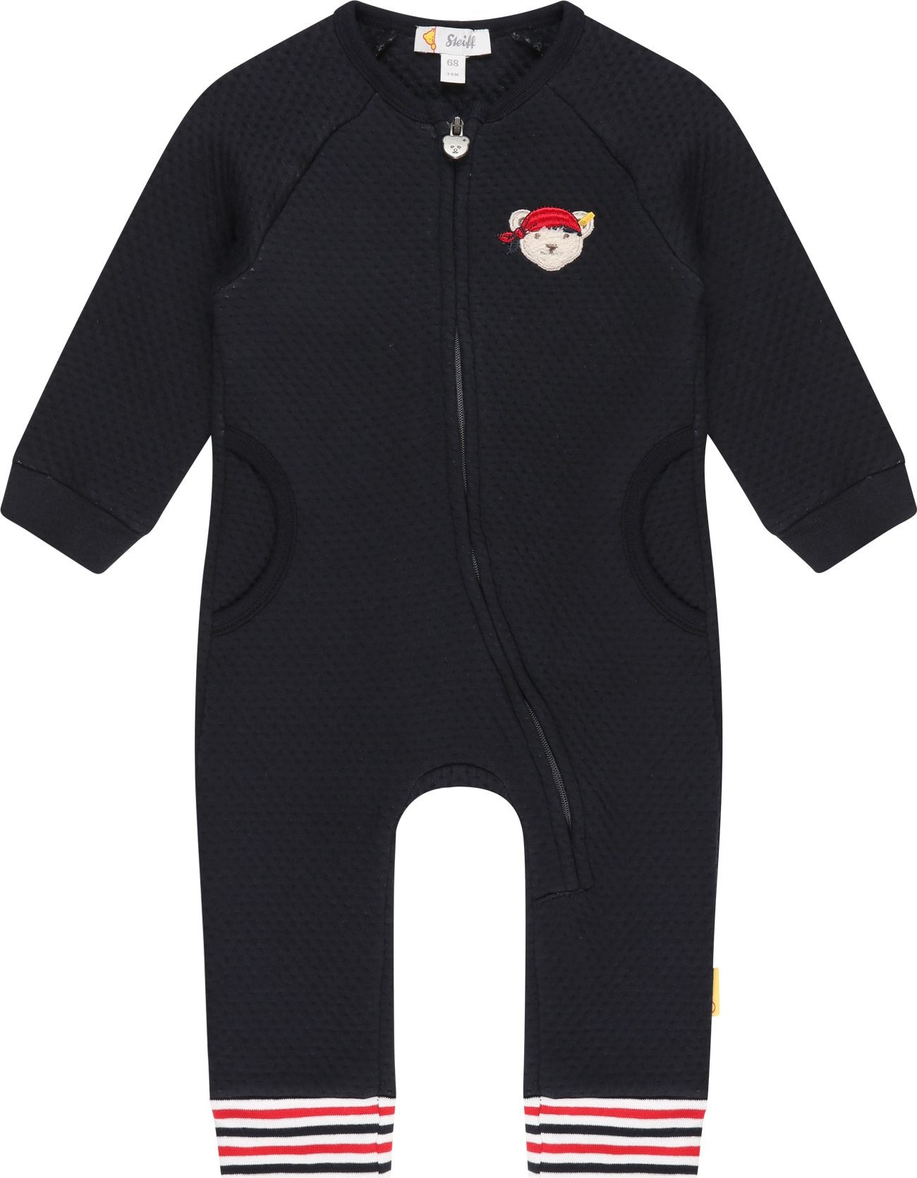 Steiff Collection Overal námořnická modř / limone / šedobéžová / ohnivá červená / bílá