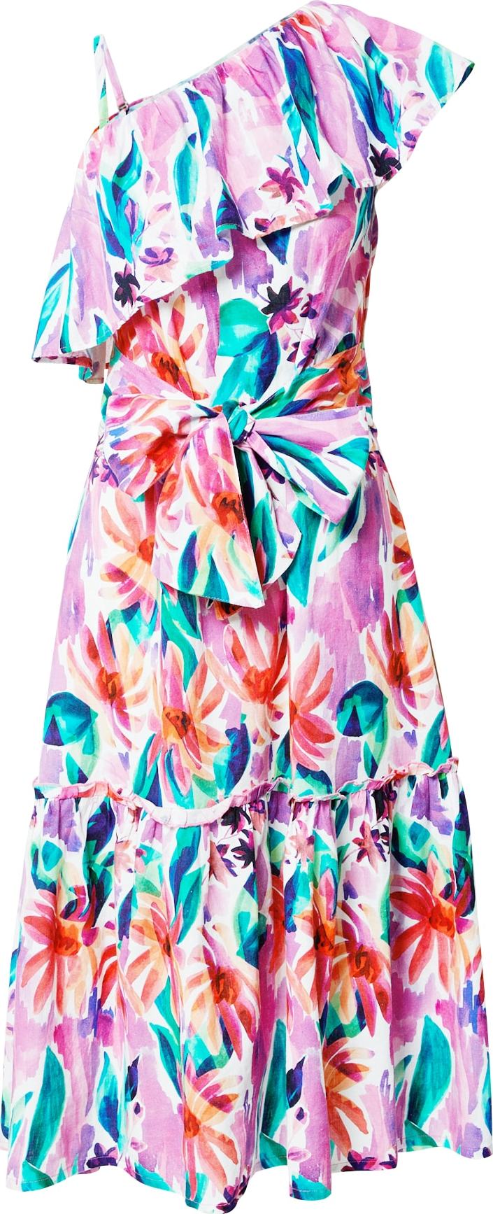 Thought Koktejlové šaty 'Tiffany' nefritová / tmavě fialová / oranžová / pink / růžová