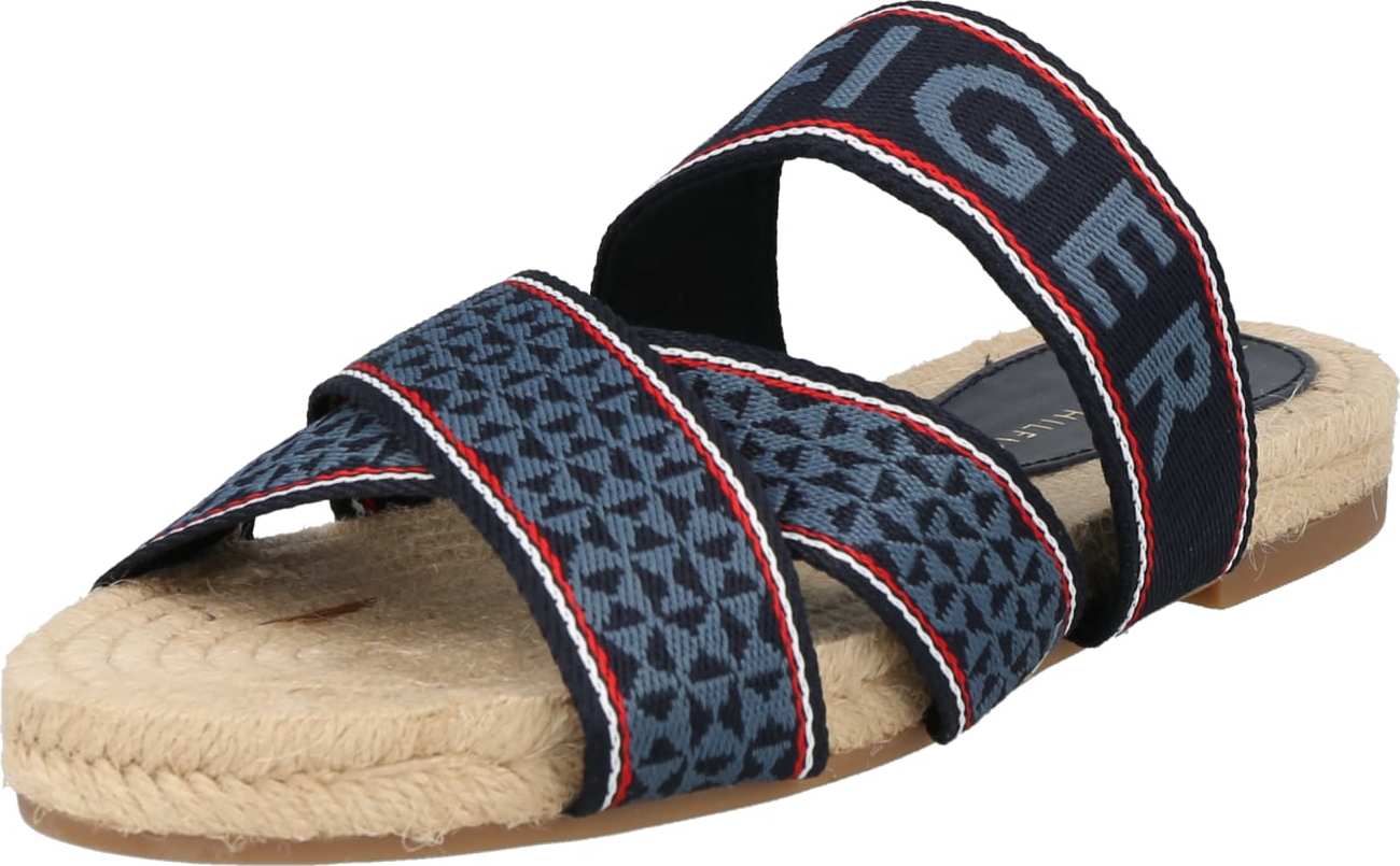 TOMMY HILFIGER Pantofle chladná modrá / tmavě modrá / červená / bílá