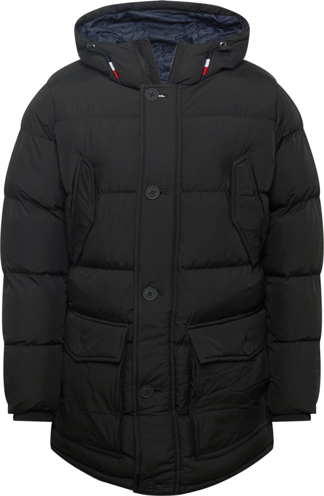 TOMMY HILFIGER Zimní bunda 'Rockie' námořnická modř / ohnivá červená / černá / bílá