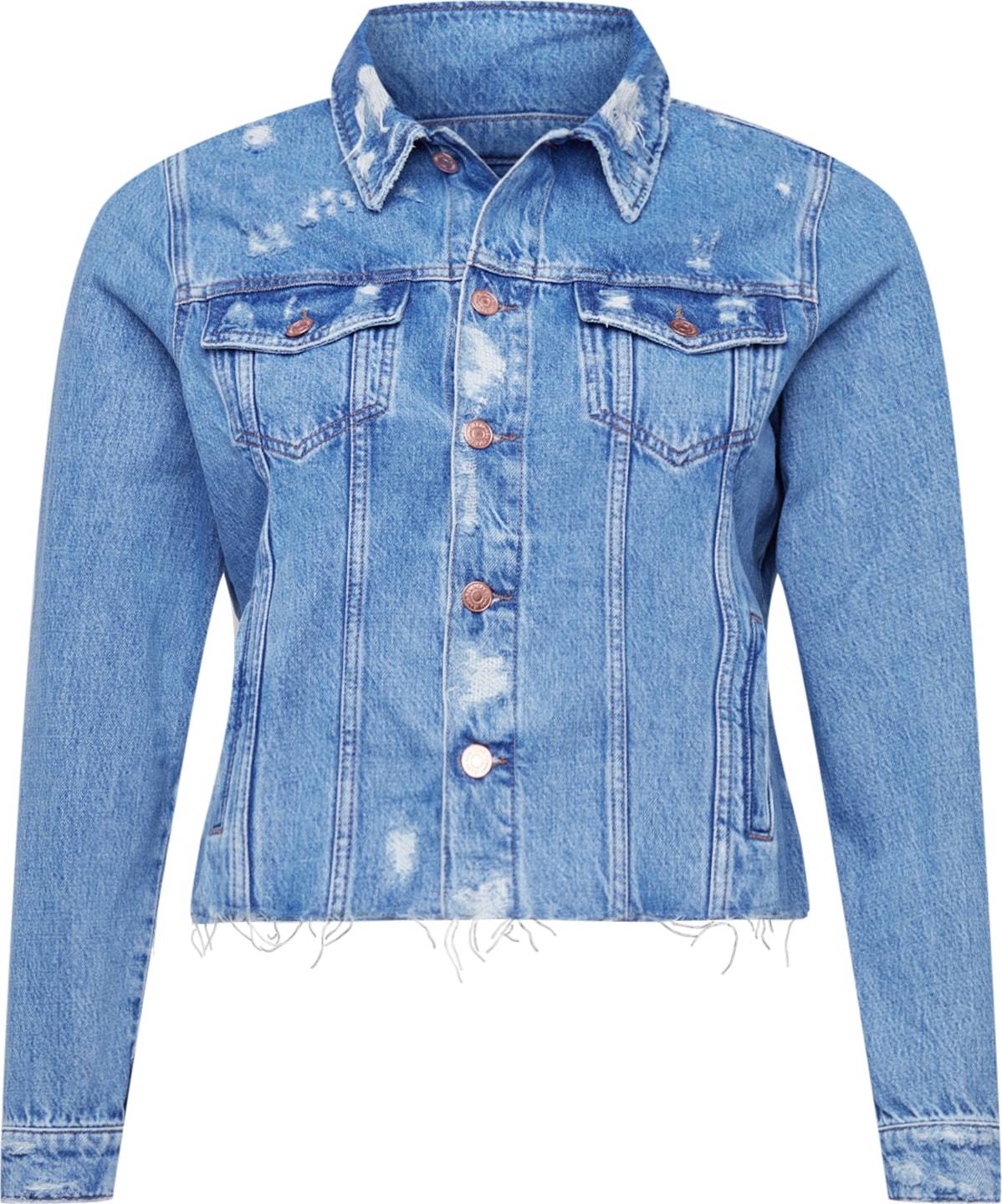 Tommy Jeans Curve Přechodná bunda modrá džínovina