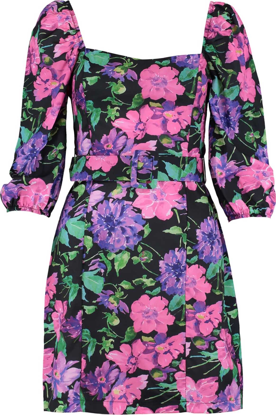 Trendyol Šaty zelená / fialová / pink / černá