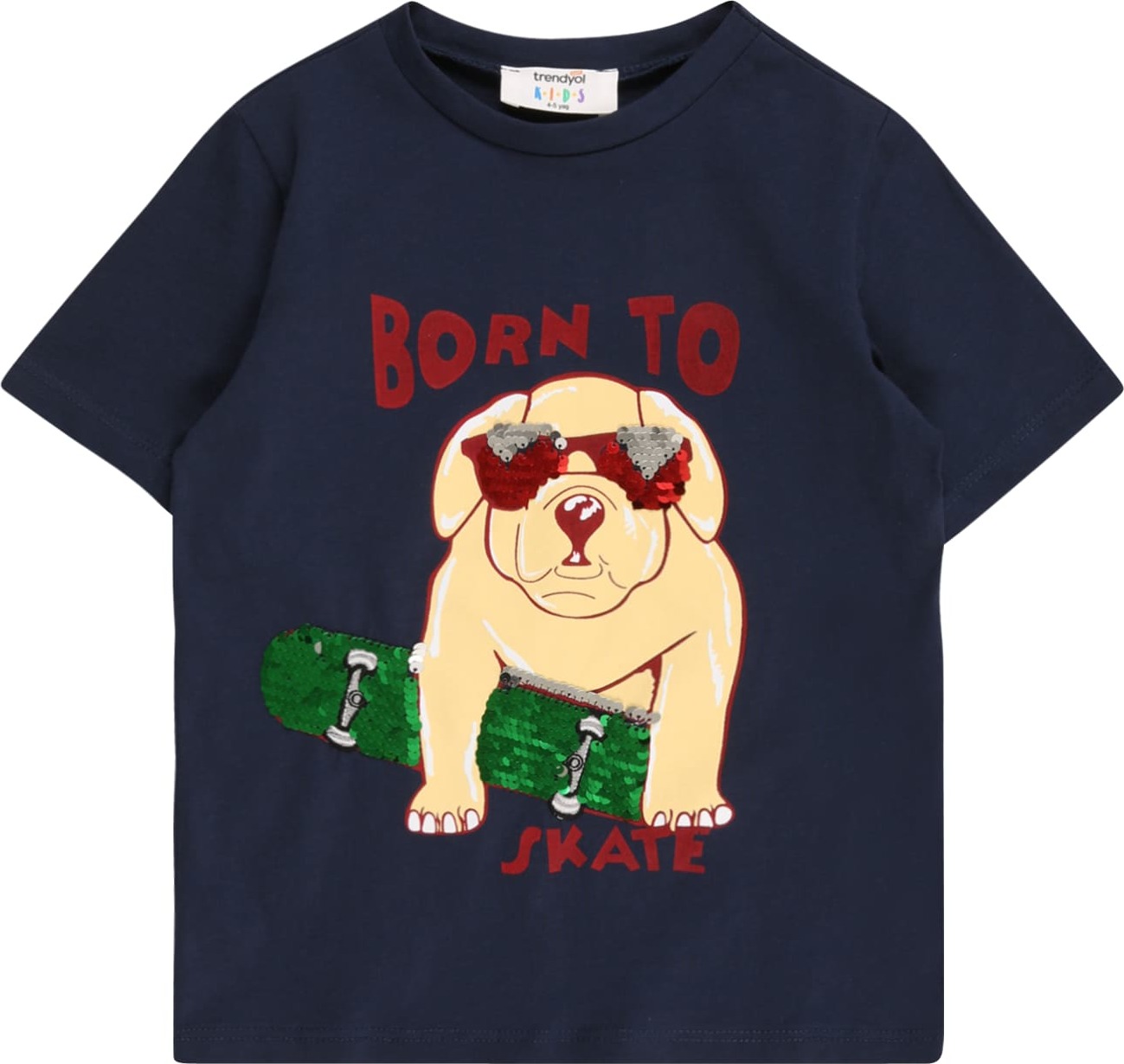 Trendyol Tričko béžová / námořnická modř / zelená / červená