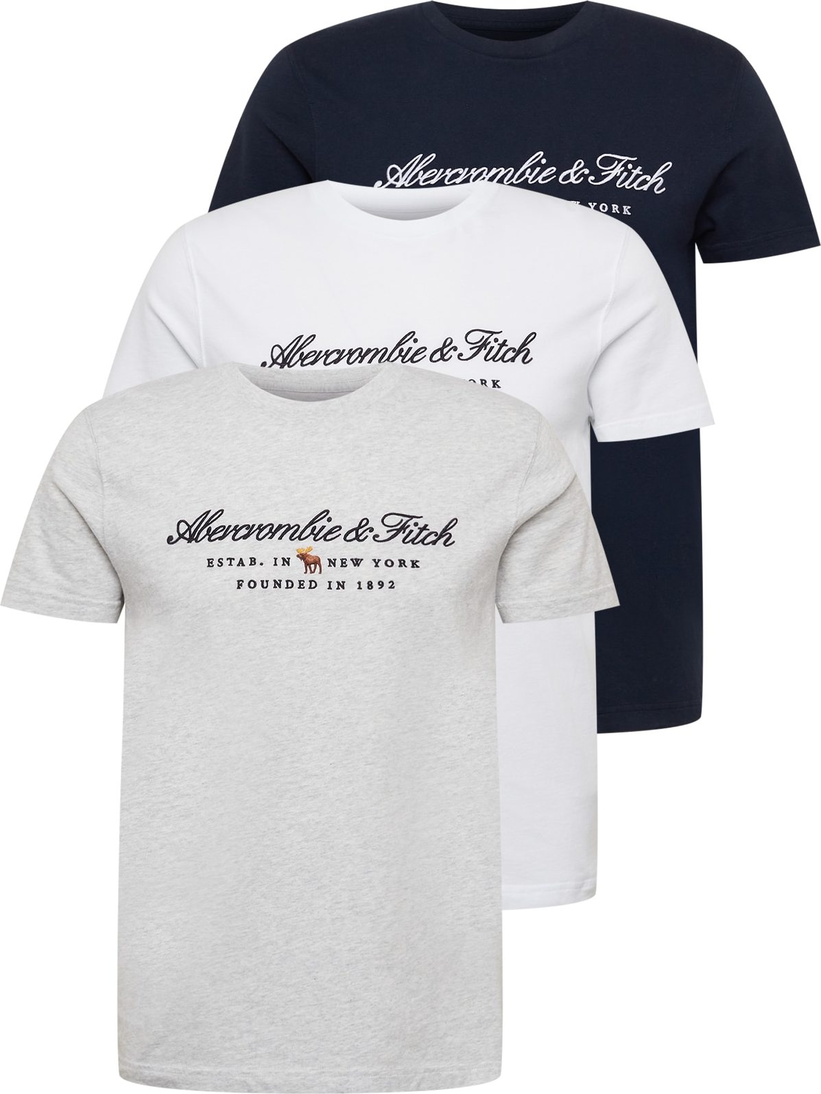Abercrombie & Fitch Tričko noční modrá / šedý melír / černá / bílá