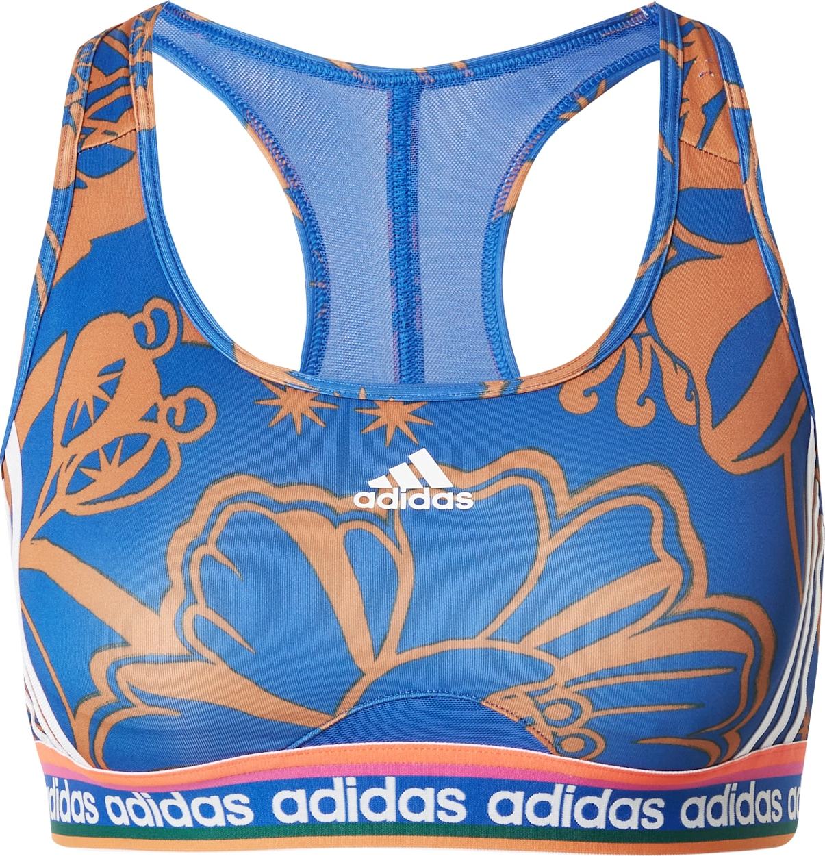 ADIDAS PERFORMANCE Sportovní podprsenka modrá / hnědá / korálová / bílá