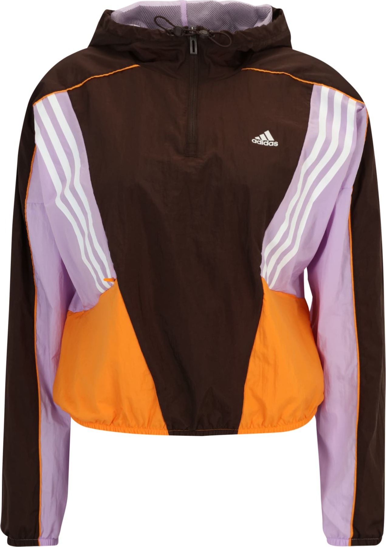 ADIDAS SPORTSWEAR Sportovní bunda tmavě hnědá / zlatě žlutá / fialová / bílá