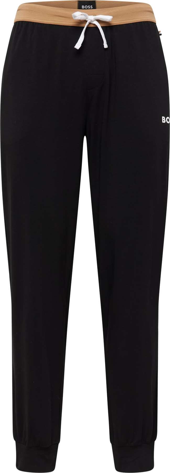 BOSS Black Pyžamové kalhoty 'Balance' cappuccino / černá / bílá