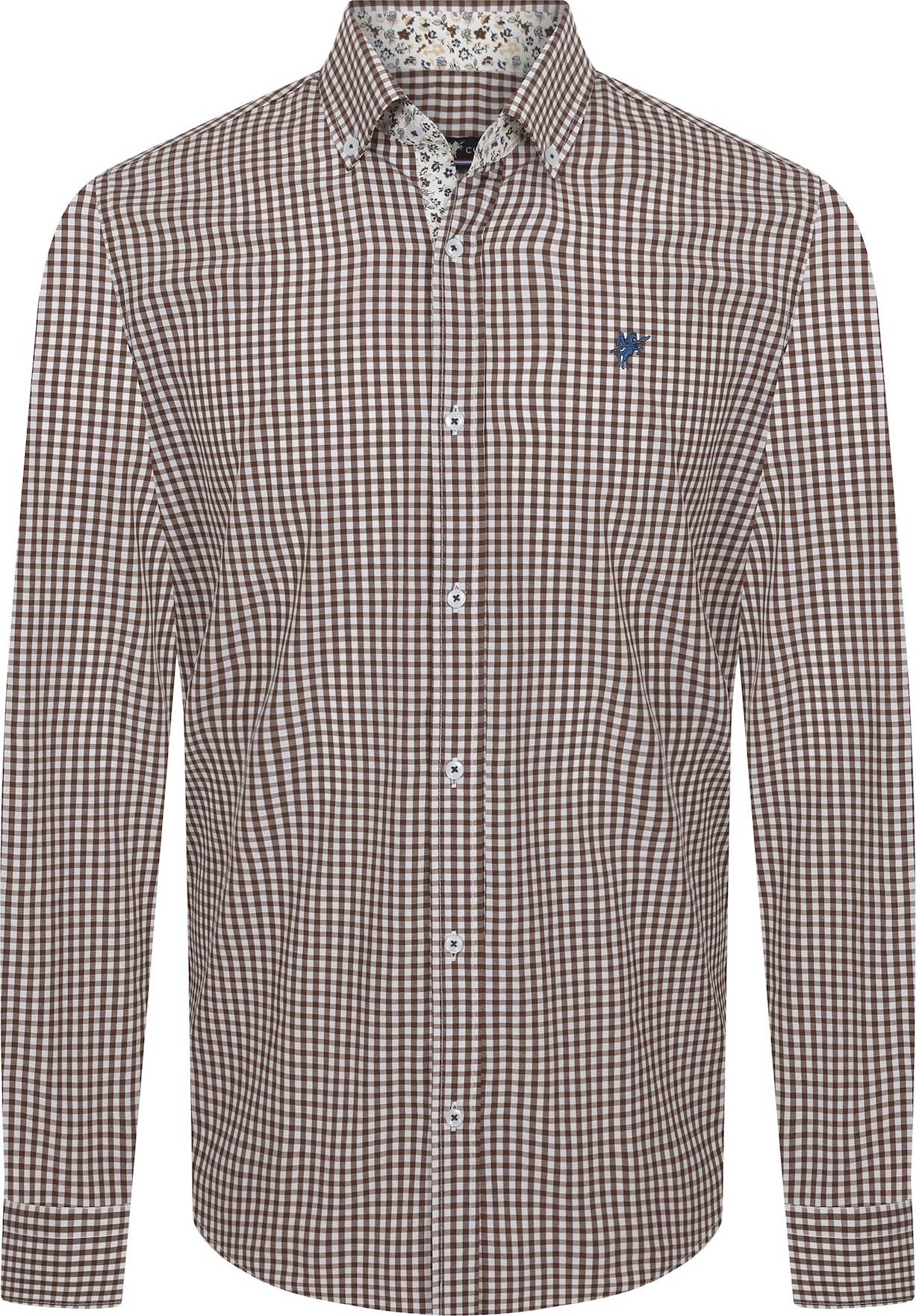 DENIM CULTURE Košile 'Harvey' námořnická modř / hnědá / bílá