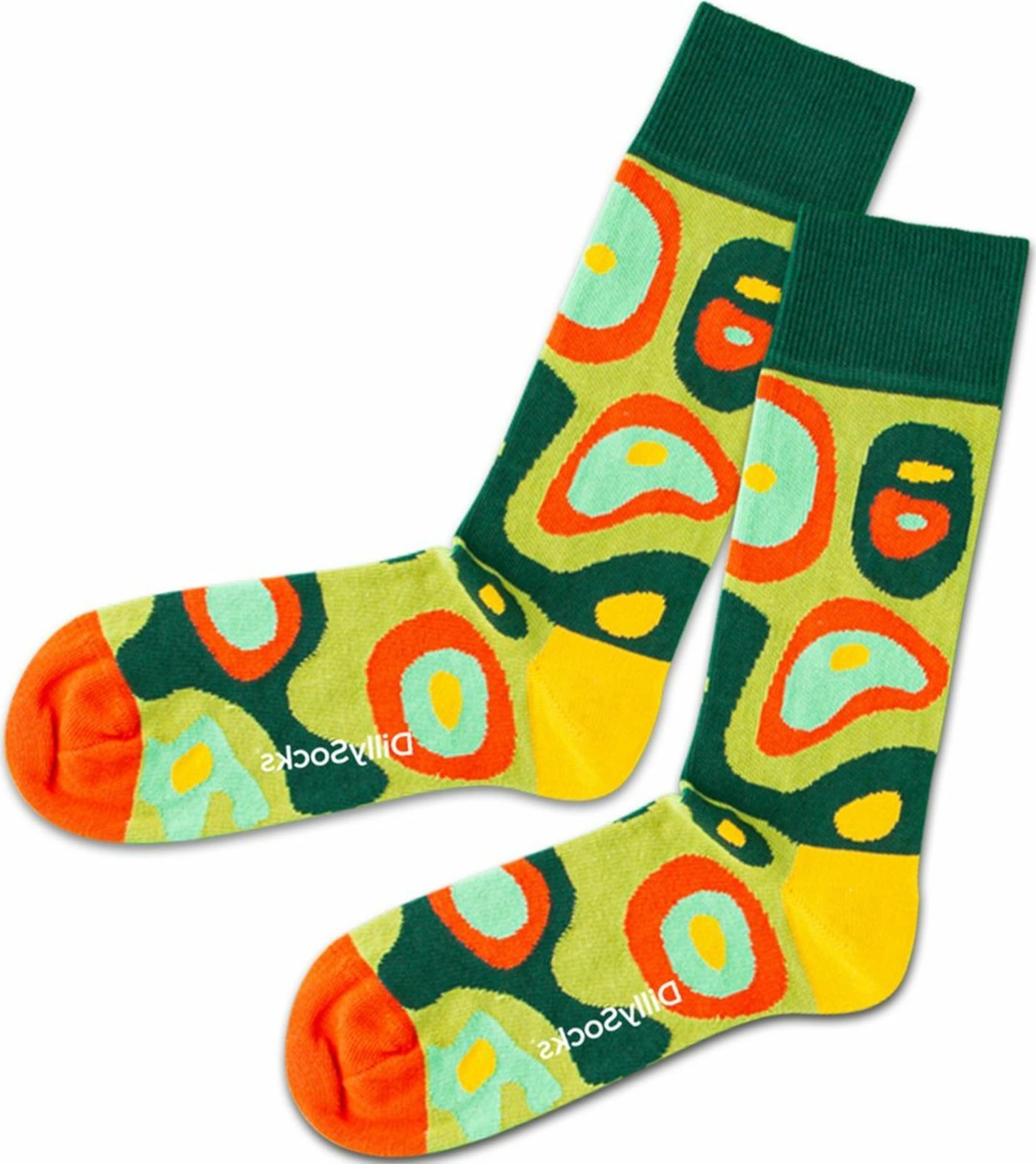 DillySocks Ponožky 'Grass Island' žlutá / mátová / světle zelená / tmavě zelená / oranžová