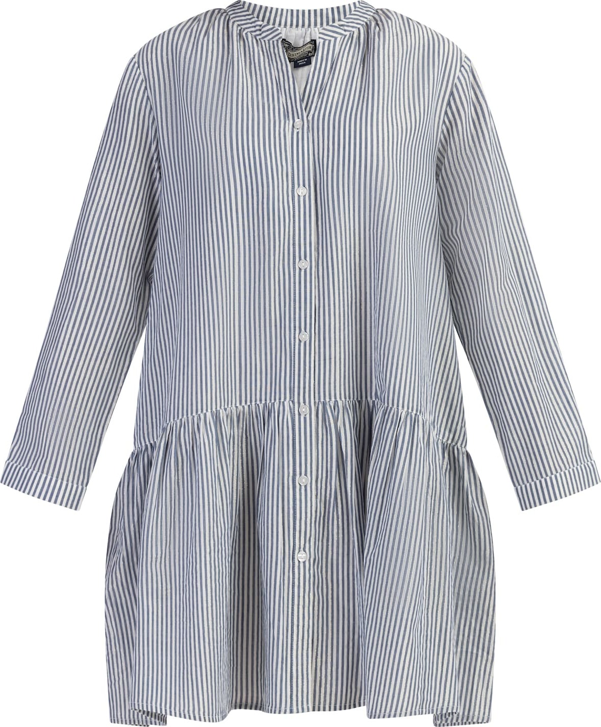 DreiMaster Vintage Košilové šaty 'Bridgeport' chladná modrá / stříbrná / bílá