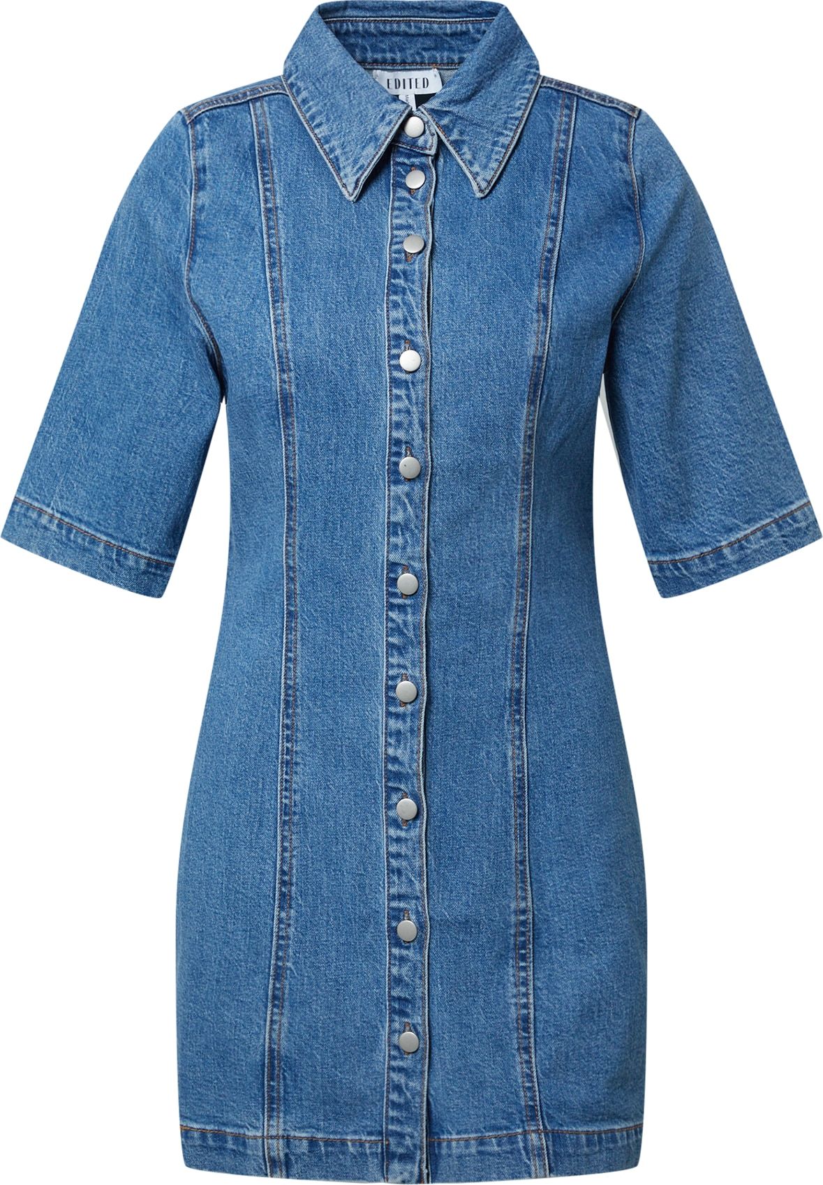 EDITED Košilové šaty 'Nica' modrá džínovina