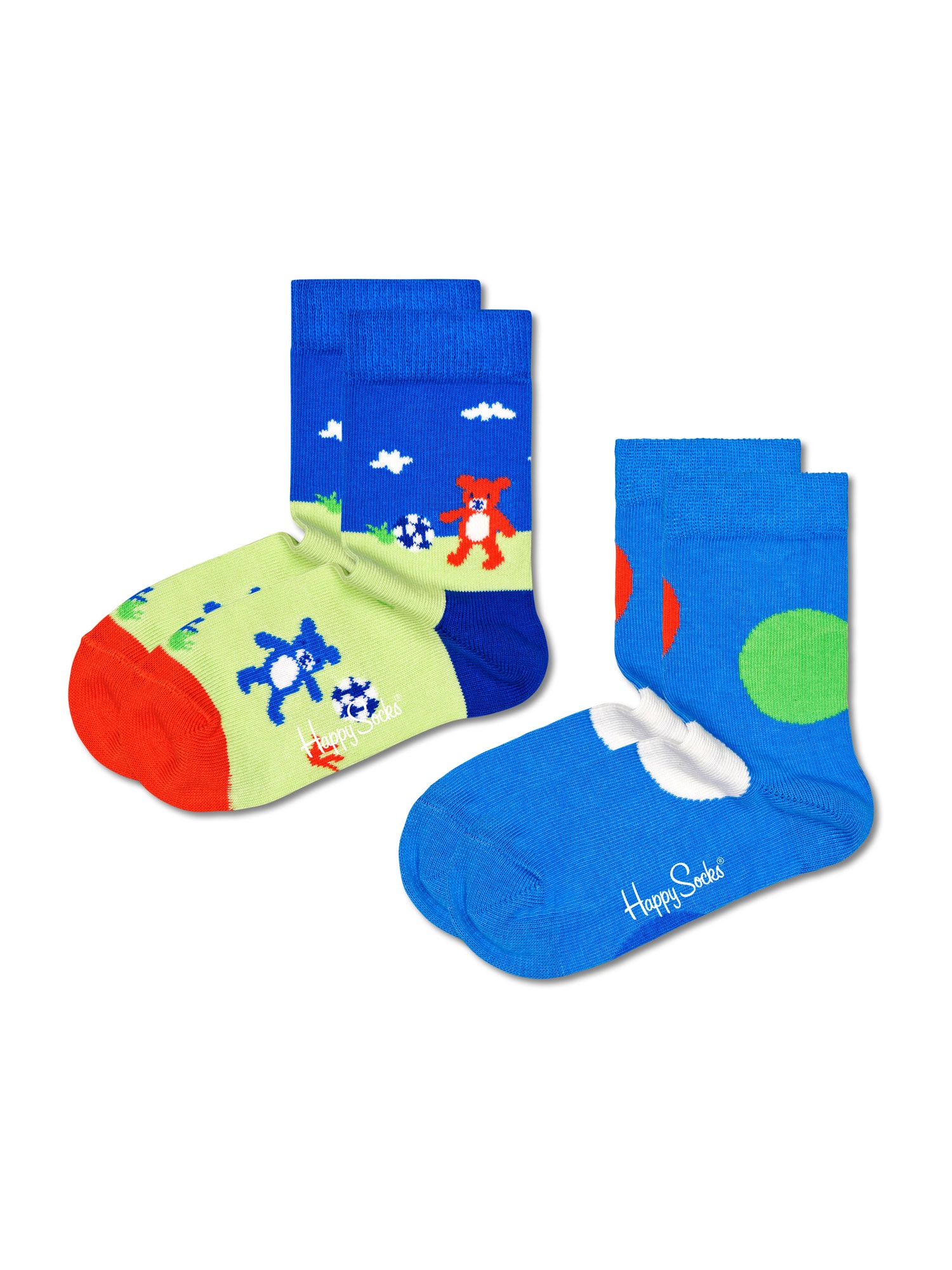 Happy Socks Ponožky 'Football Teddy' modrá / světle zelená / červená / bílá