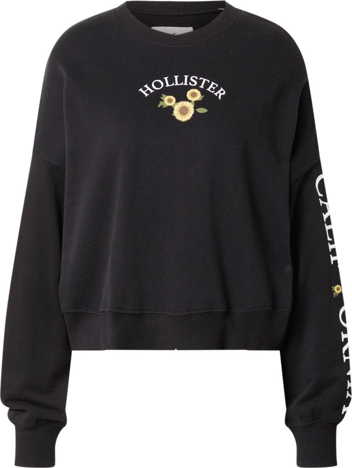 HOLLISTER Mikina hnědá / žlutá / černá / bílá
