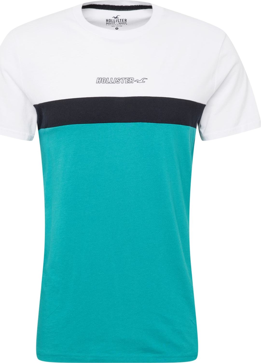 HOLLISTER Tričko námořnická modř / tyrkysová / bílá