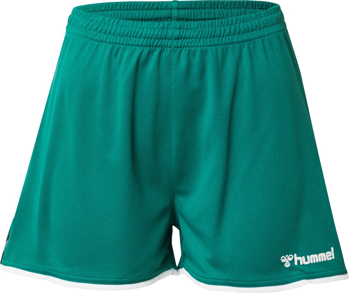 Hummel Sportovní kalhoty tmavě zelená / bílá