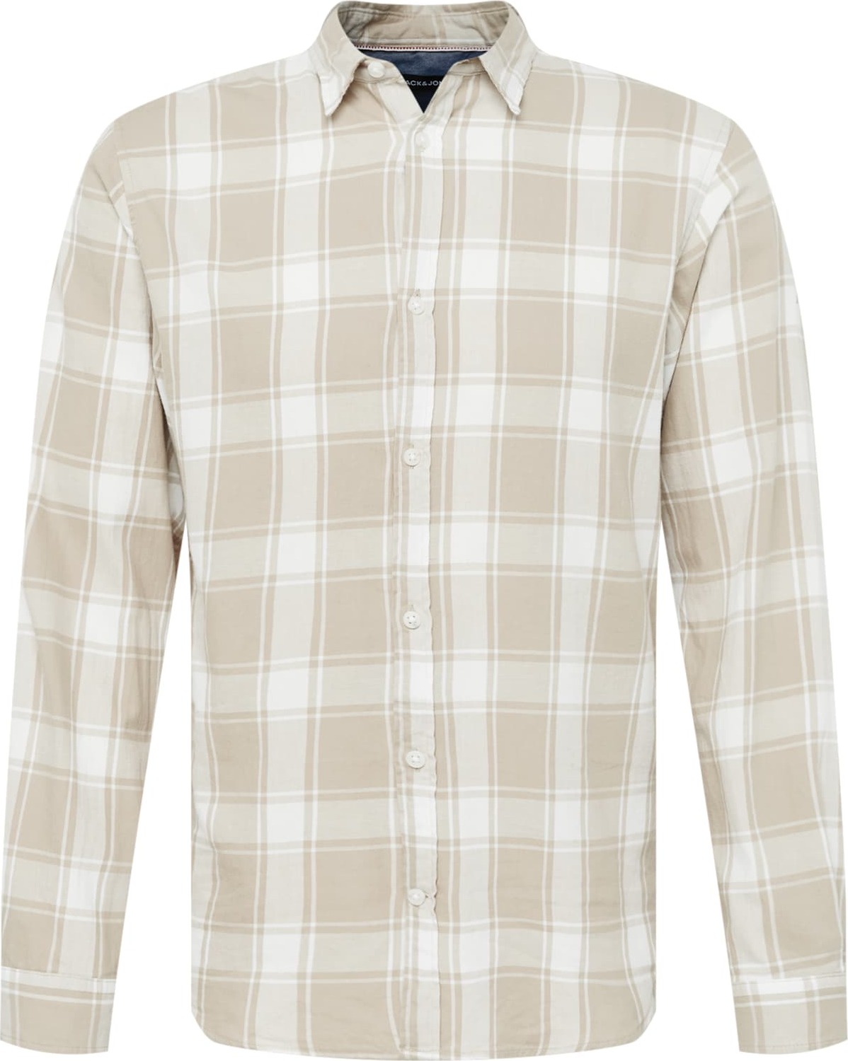 JACK & JONES Košile 'EGINGHAM' tmavě béžová / bílá