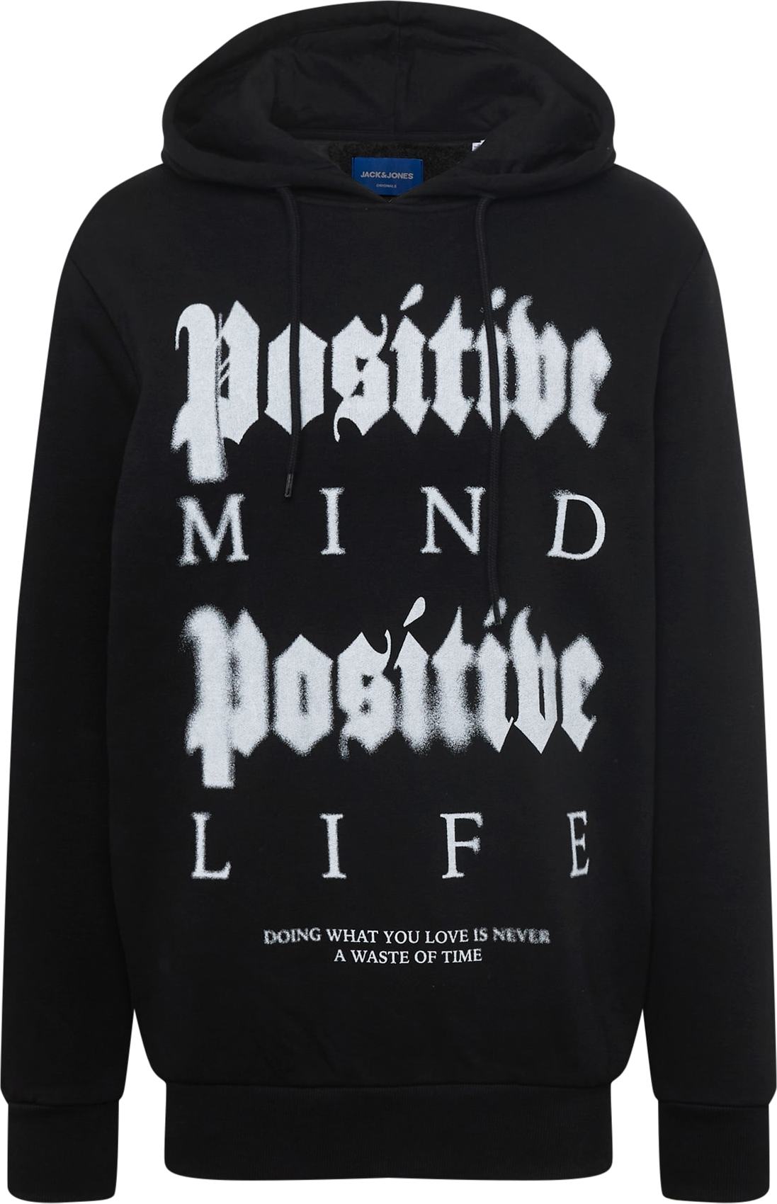 JACK & JONES Mikina 'POSITIVE' černá / bílá