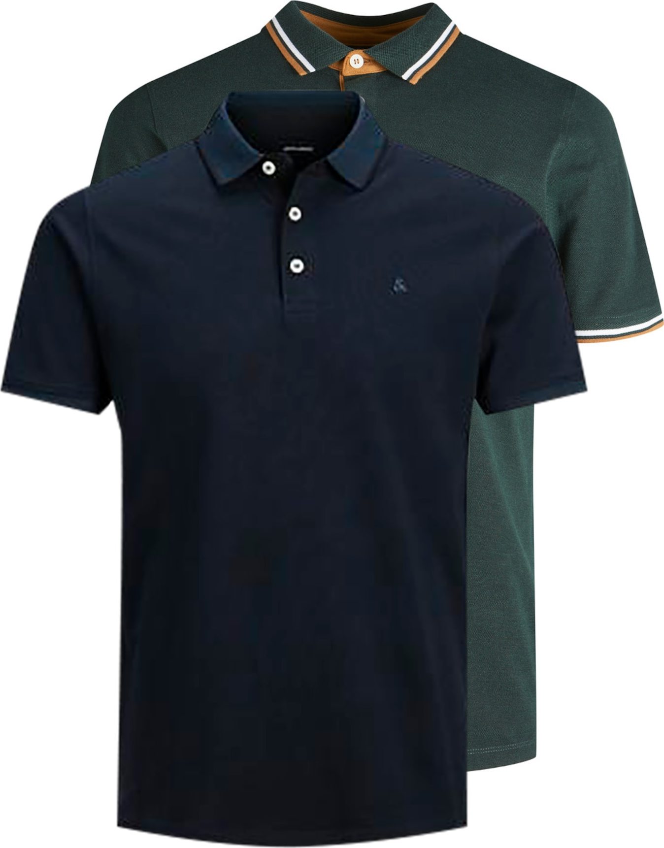 JACK & JONES Tričko 'Paulos' tmavě modrá / jedle / oranžová / bílá