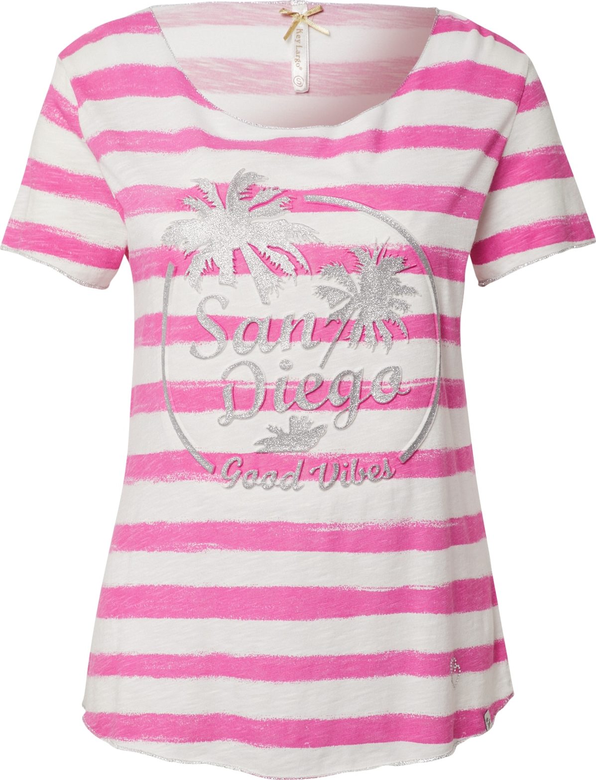 Key Largo Tričko 'SAN DIEGO' pink / stříbrná / bílá