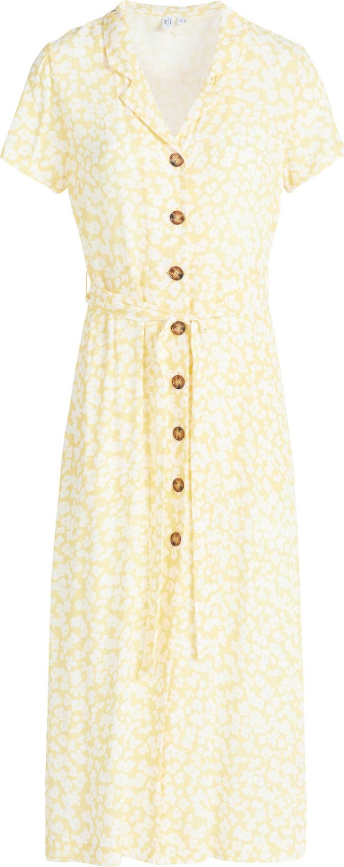 khujo Košilové šaty 'Goya' světle žlutá / bílá