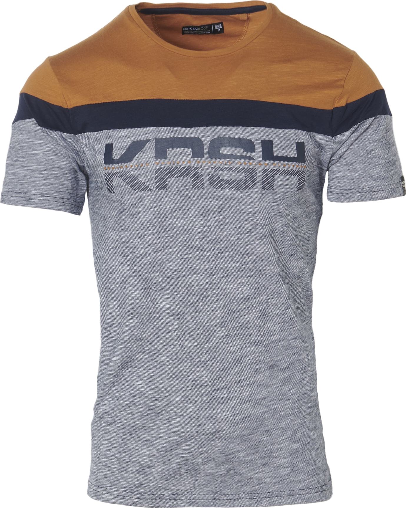 KOROSHI Tričko velbloudí / námořnická modř / přírodní bílá