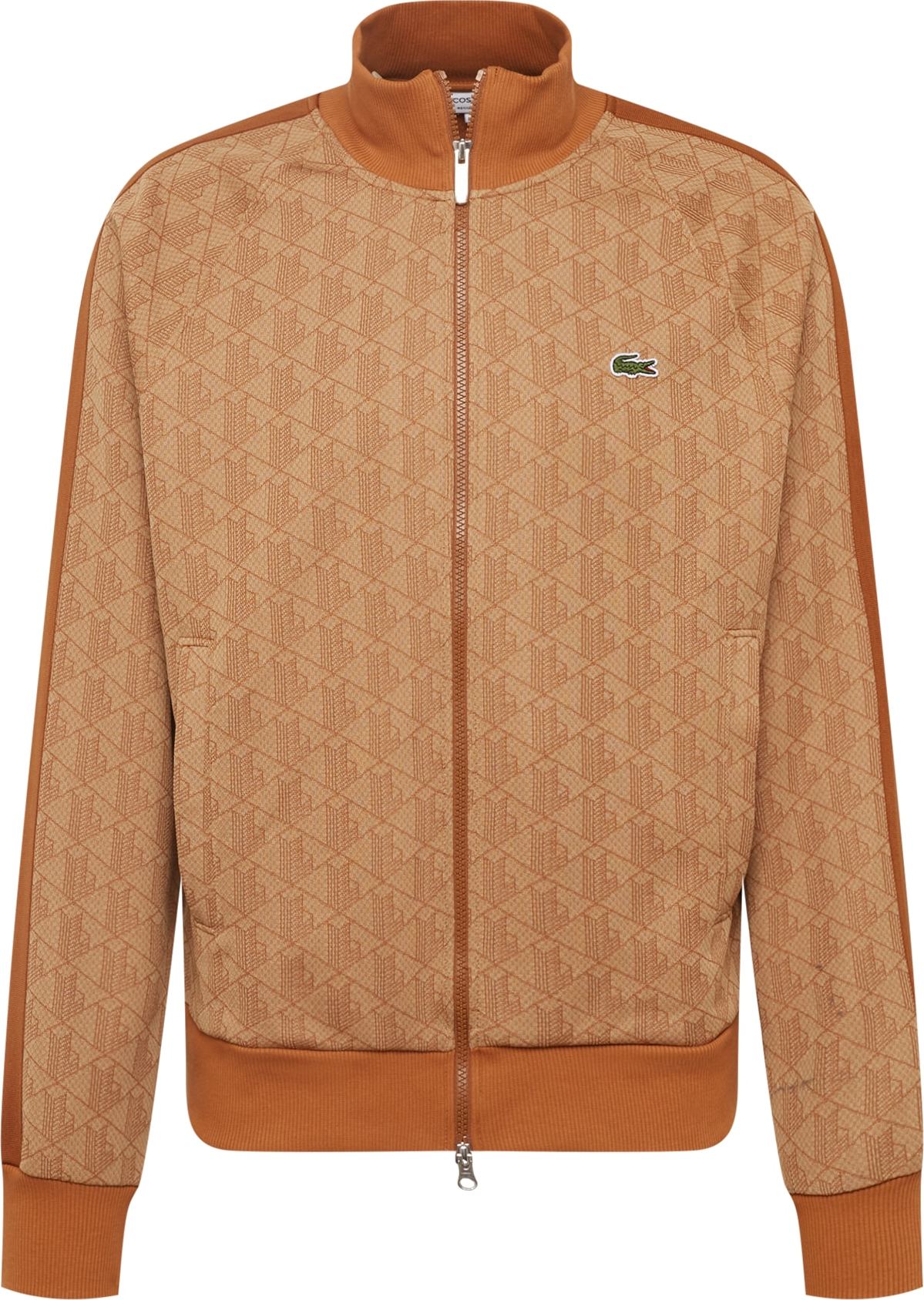 LACOSTE Mikina velbloudí / hnědá / zelená / bílá
