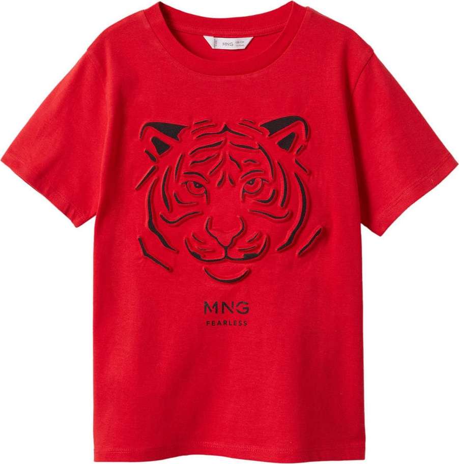 MANGO KIDS Tričko 'Fearless' červená / černá