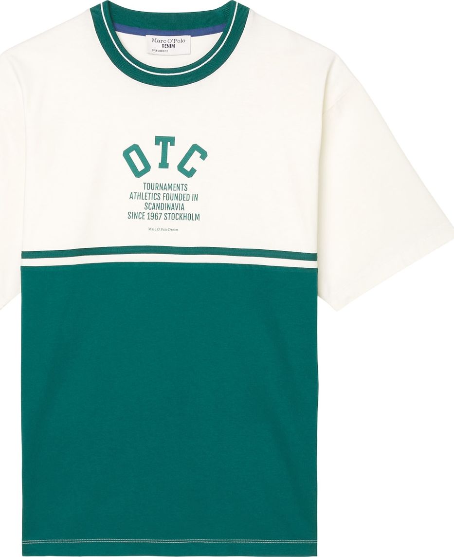 Marc O'Polo DENIM Tričko smaragdová / bílá