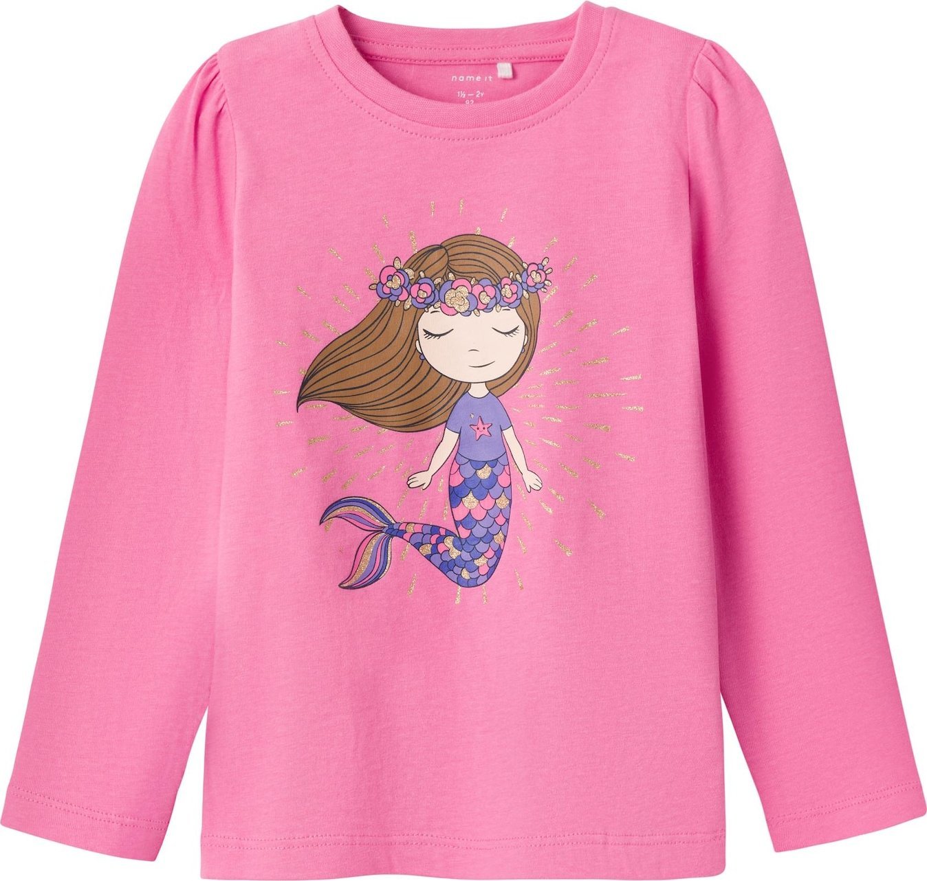 NAME IT Tričko 'Lara' hnědá / zlatá / fialová / pink
