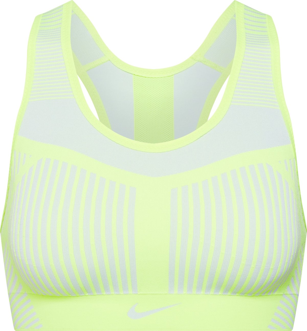 NIKE Sportovní podprsenka 'FE/NOM Flyknit High Support Sports Bra' žlutá / bílá