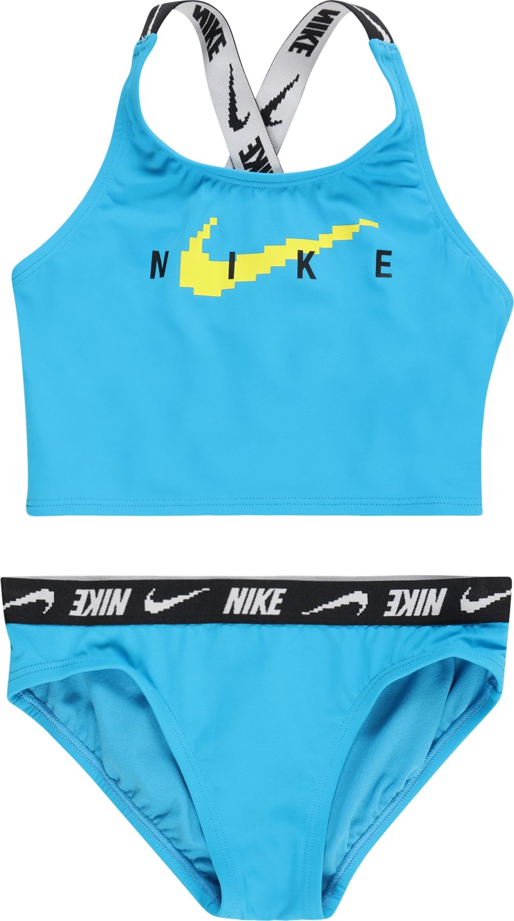 Nike Swim Sportovní plavky azurová modrá / limetková / černá / bílá