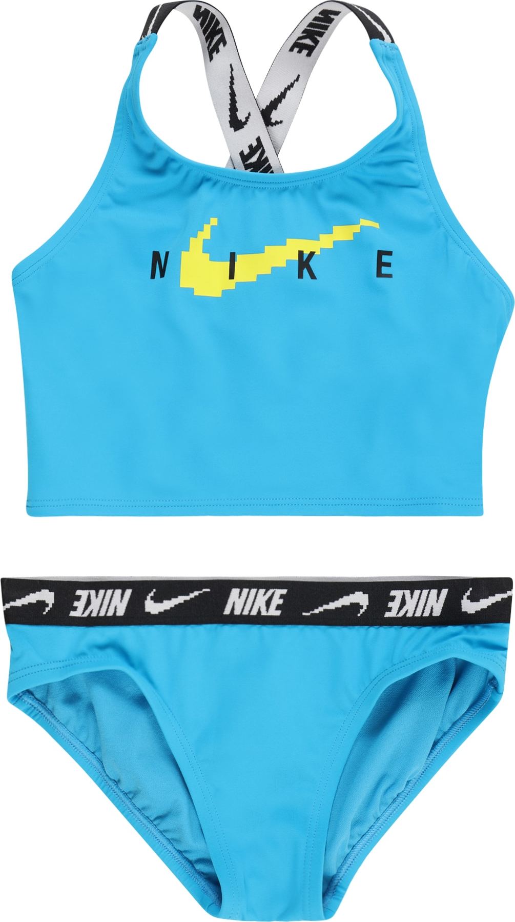 Nike Swim Sportovní plavky azurová modrá / limetková / černá / bílá