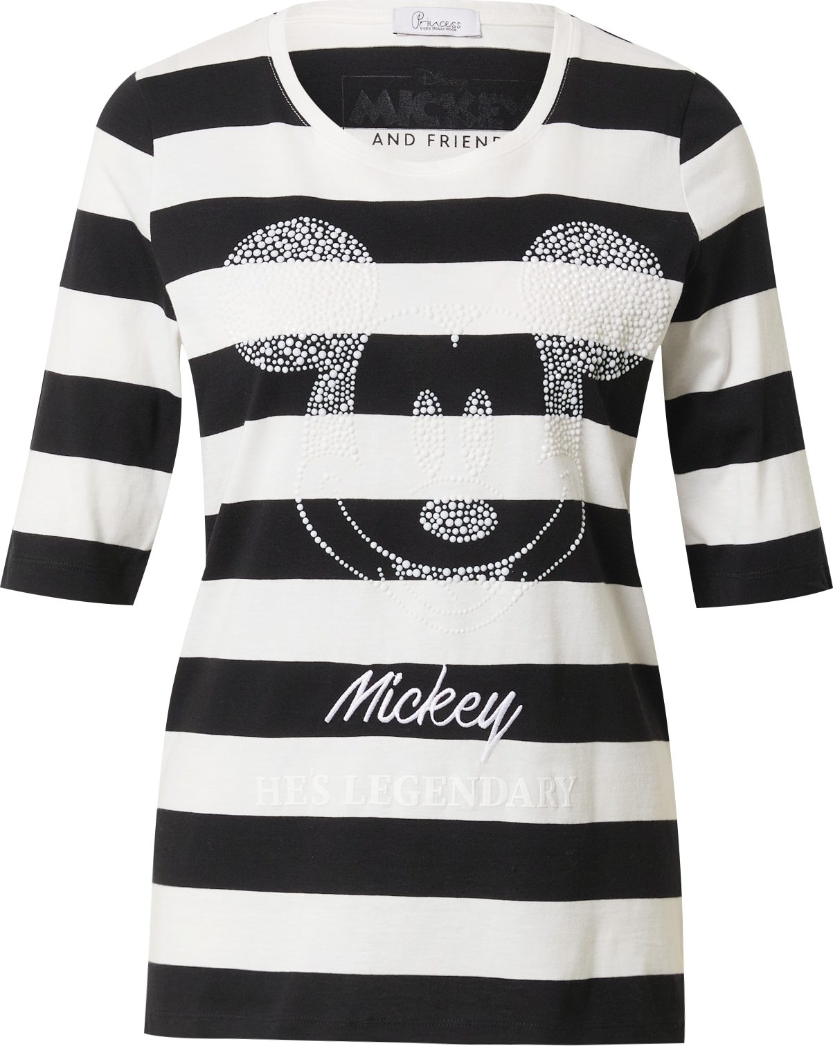 PRINCESS GOES HOLLYWOOD Tričko 'Mickey' černá / bílá