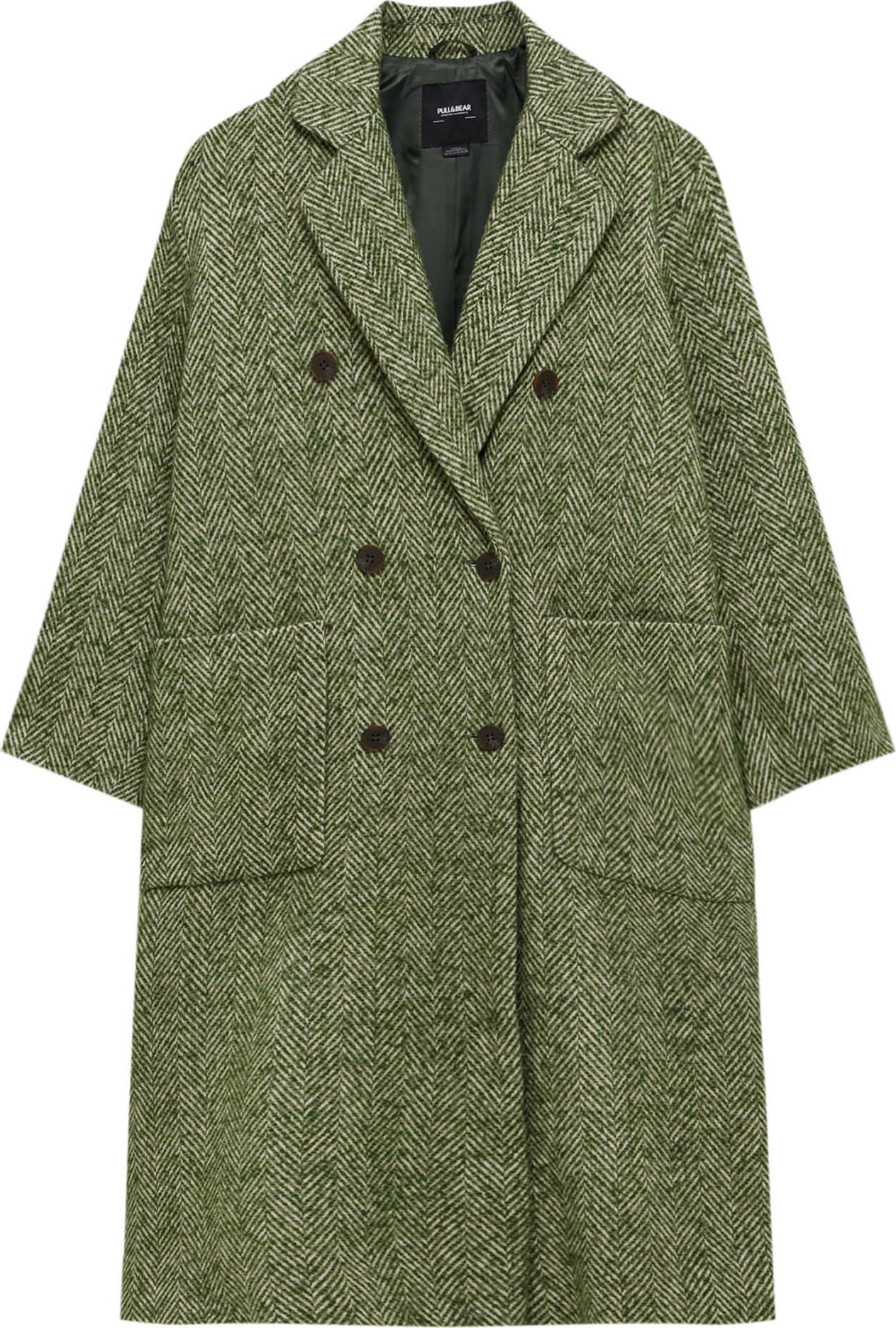 Pull&Bear Přechodný kabát rákos / bílá