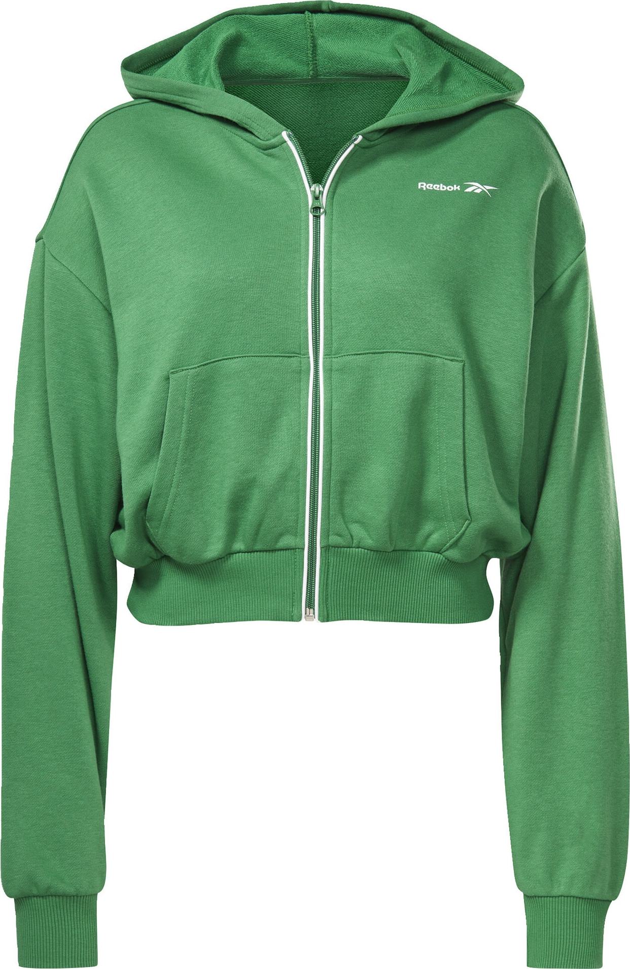 Reebok Sport Sportovní mikina trávově zelená / bílá