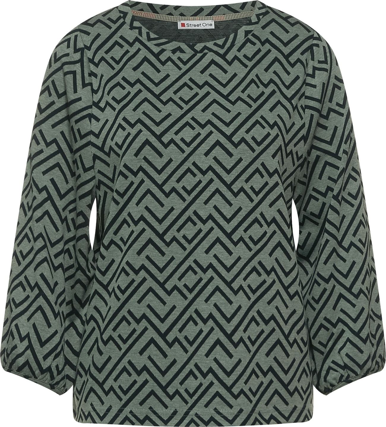 STREET ONE Tričko khaki / tmavě zelená