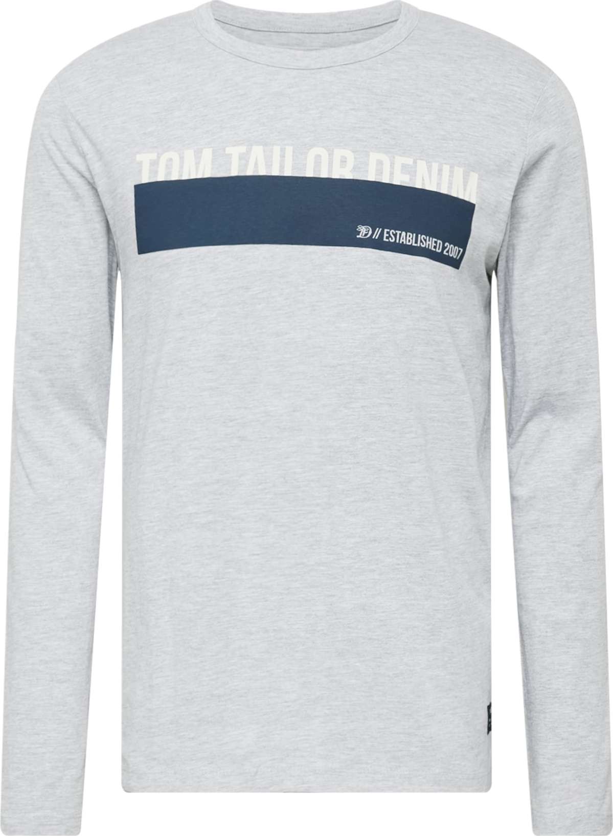 TOM TAILOR DENIM Tričko marine modrá / šedá / bílá