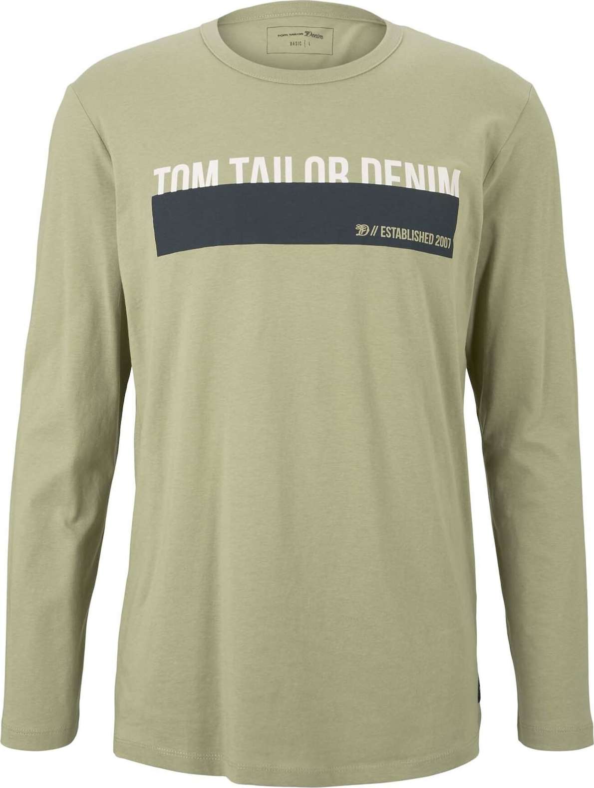 TOM TAILOR DENIM Tričko námořnická modř / světle zelená / bílá