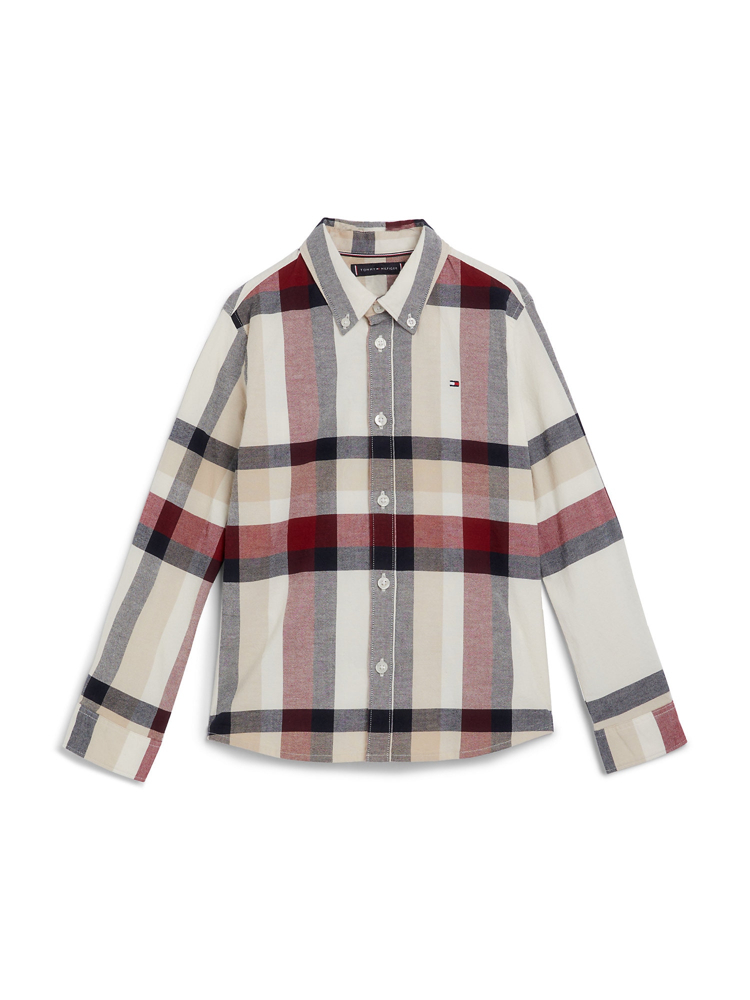 TOMMY HILFIGER Košile burgundská červeň / černá / bílá