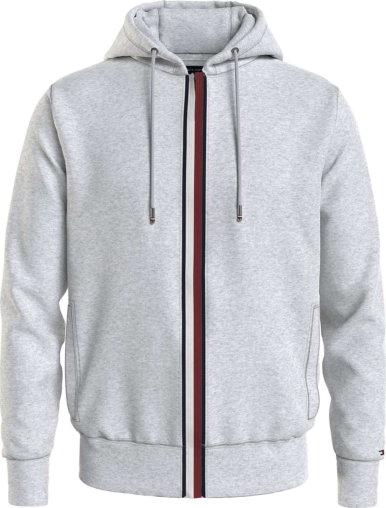 TOMMY HILFIGER Mikina námořnická modř / šedý melír / tmavě červená / bílá