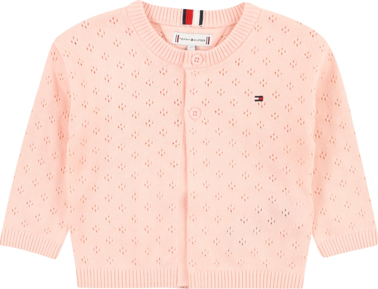 TOMMY HILFIGER Pletená bunda tmavě modrá / růžová / červená / bílá
