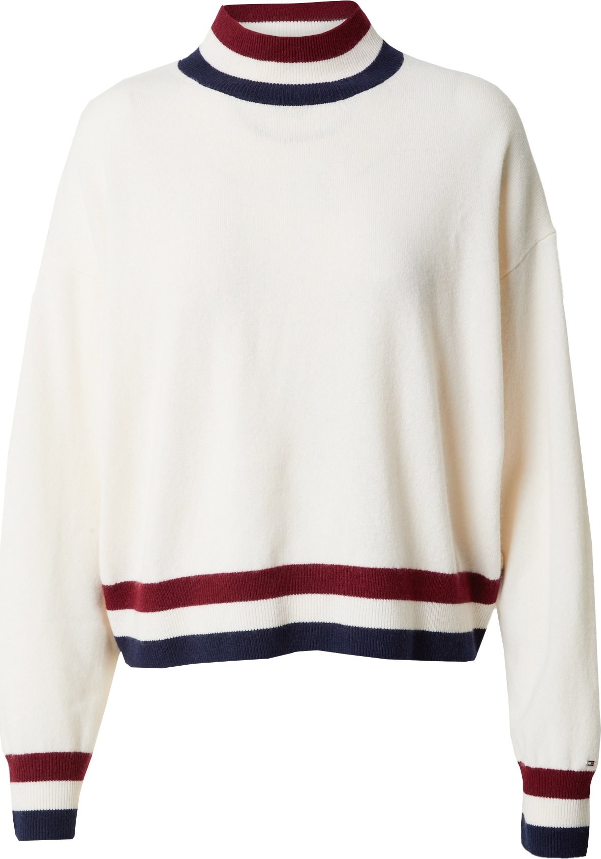 TOMMY HILFIGER Svetr krémová / námořnická modř / tmavě červená