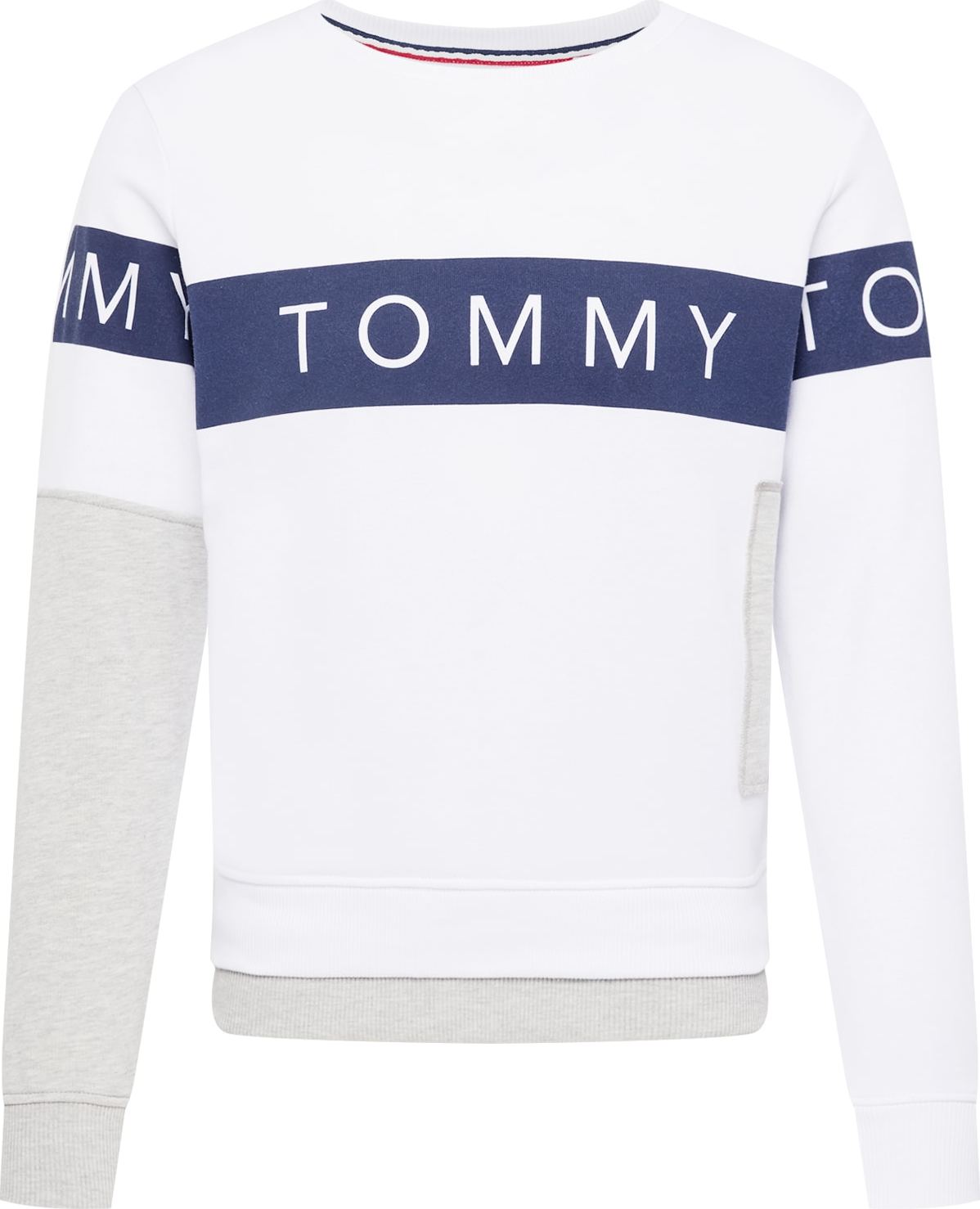 Tommy Jeans Mikina marine modrá / šedý melír / červená / bílá