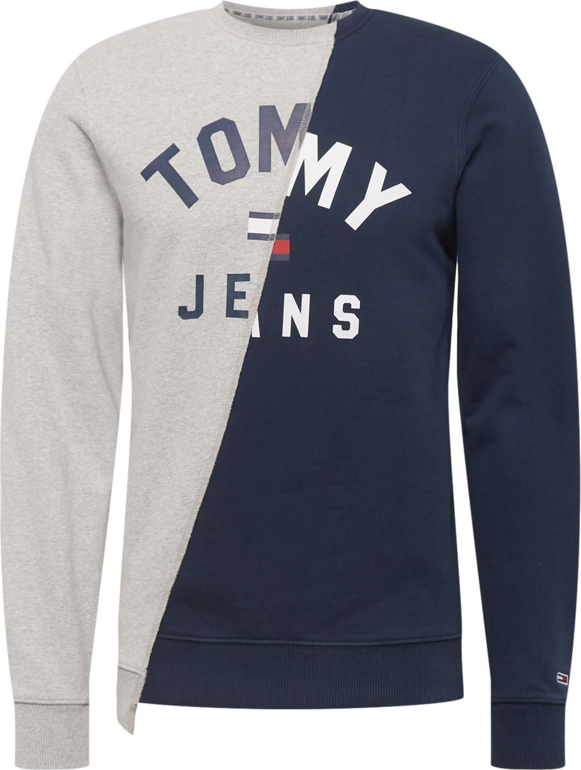 Tommy Jeans Mikina námořnická modř / šedá / červená