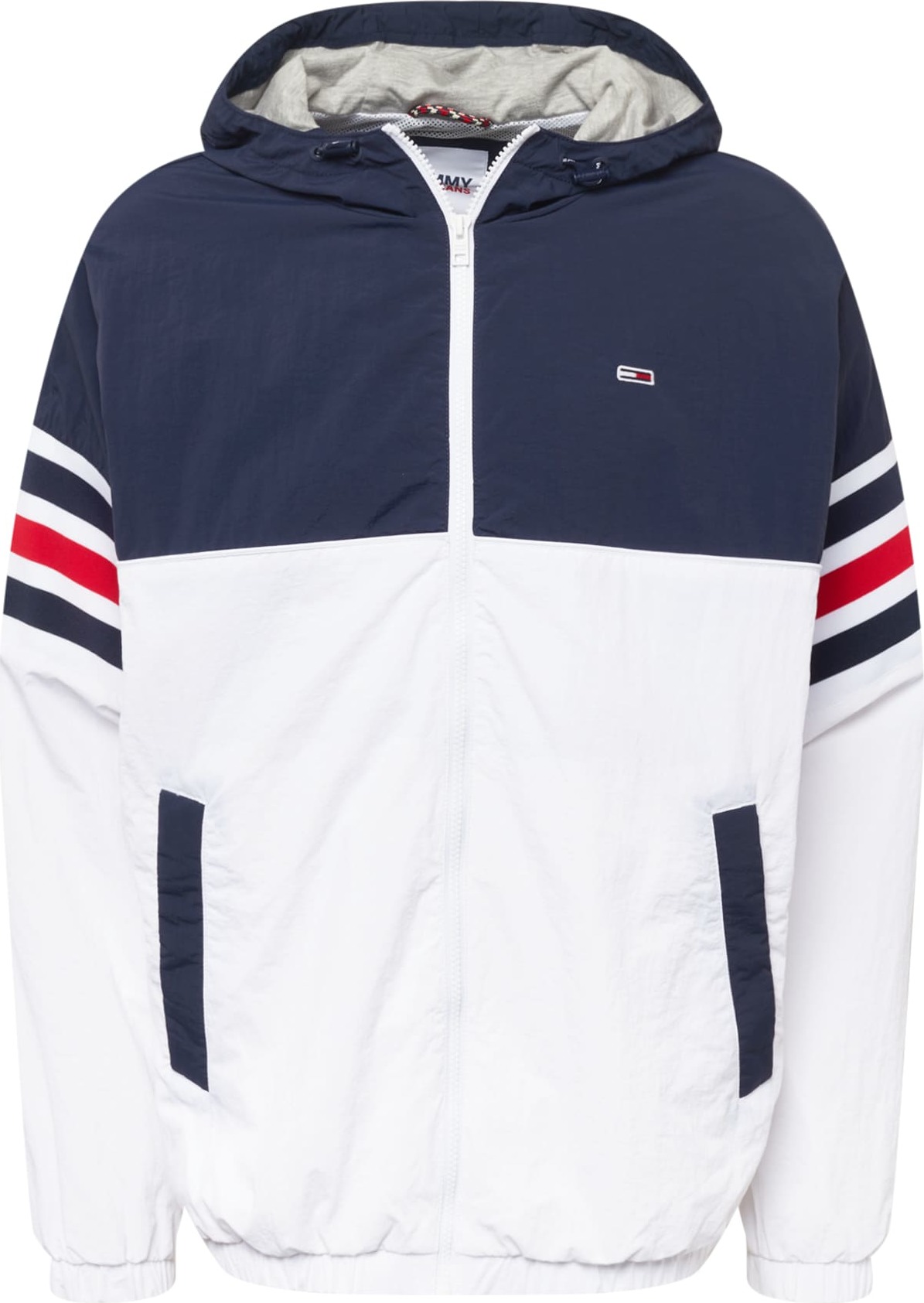 Tommy Jeans Přechodná bunda námořnická modř / brusinková / bílá