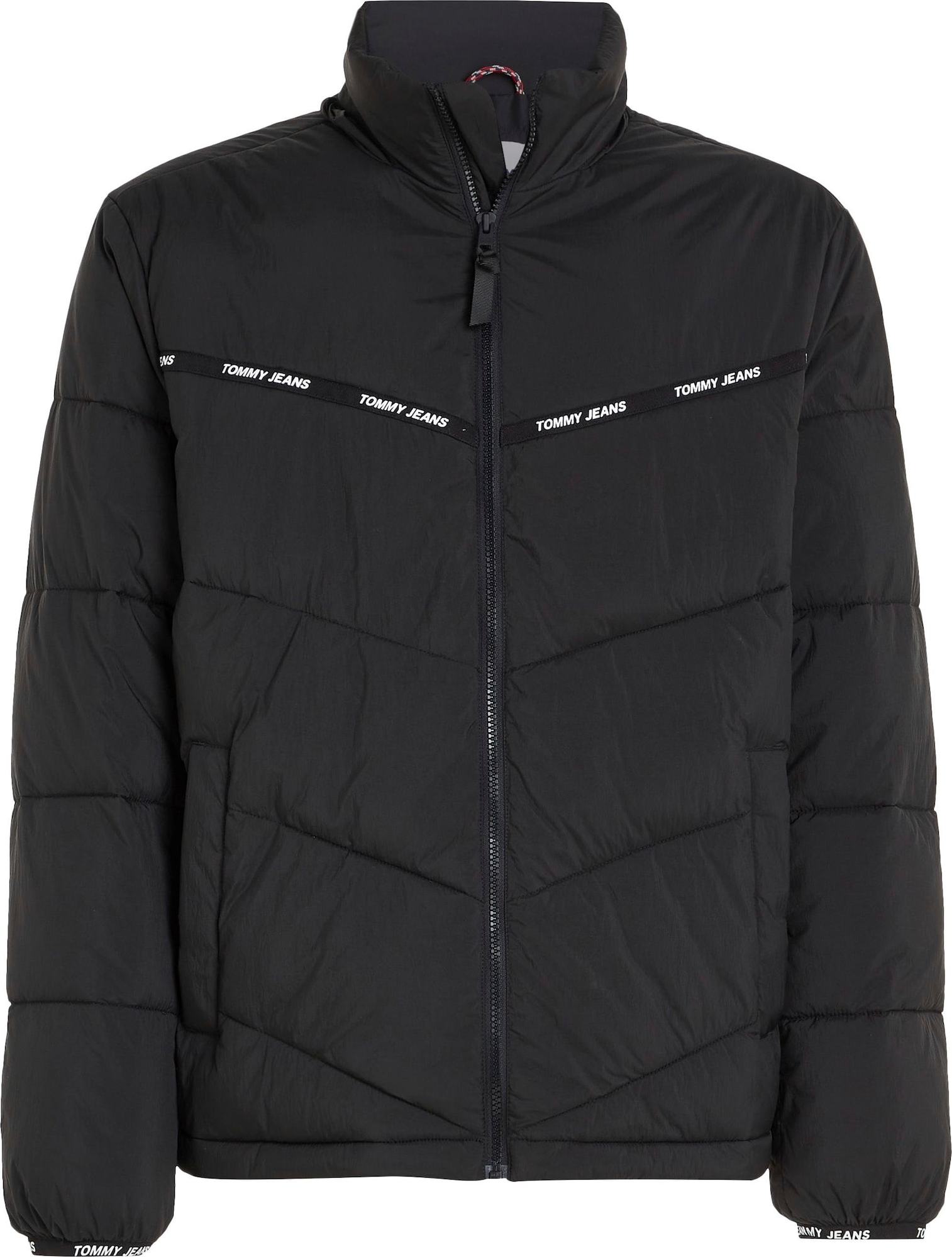 Tommy Jeans Zimní bunda černá / bílá