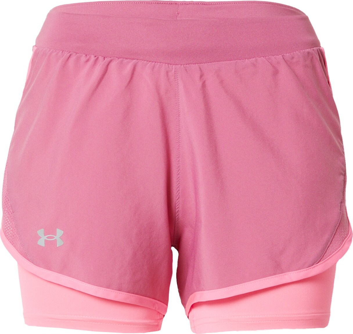 UNDER ARMOUR Sportovní kalhoty 'Fly By 2.0' šedá / pink / světle růžová