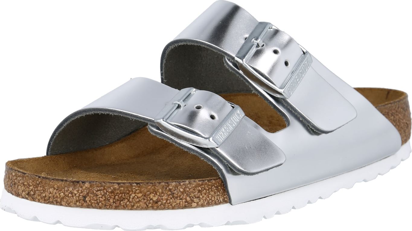 BIRKENSTOCK Pantofle 'Arizona' stříbrná